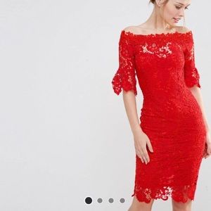 Paper Dolls off shoulder crochet dress-worn 1ce